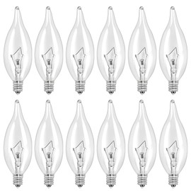 LinMiFo 12-Pack E12 B10 Clear Candelabra Base Bulb, 40W 120V Incandescent Candle Light Bulbs Dimmable Chandelier Light Bulbs for Pendants or Outdoor, Ceiling Fan, Fireplace, Wall Sconces (40, Watts)