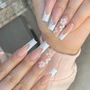 COLORBIRD Z271 Long Nail Tips, 24 Pieces, White, Flowers, Nail