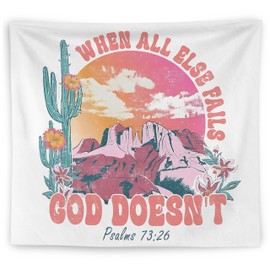 WNAGT Western Christian Tapestry Wall Hanging, Religious Wall Decor, Psalms 73:26 Bible Verse Christian Wall Blanket Decor for Home Living Room Prayer Room Bedroom, 50x60 Inch