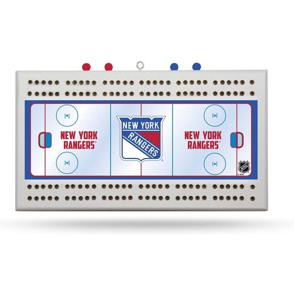 New York NY Rangers NHL Classic 2 Track Wooden Cribbage Board with Rink Look & Logo