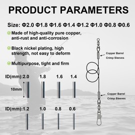 Eupheng Copper Barrel Crimp Sleeves, Single/Double Barrel Fishing Line Crimping Loop Sleeve, Copper Tube for Fishing Tackle Leader Rigging