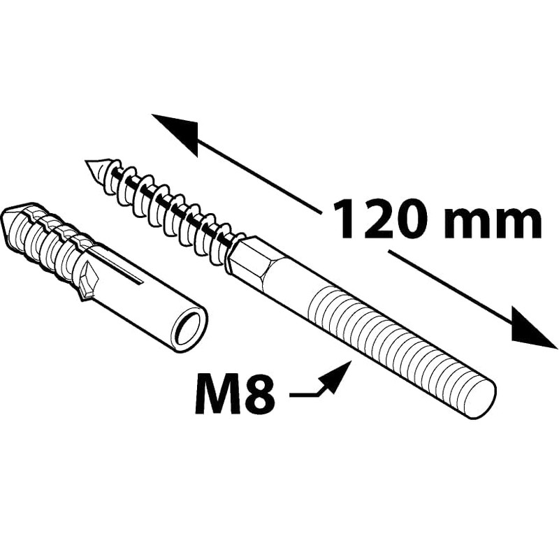 Sanitop-Wingenroth 2 hanger bolts with dowels 10 mm, M8 x