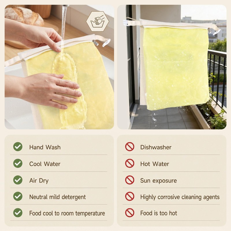 2 Pack Beeswax Bread Bags Loafguard Reusable 43.5x33.5cm