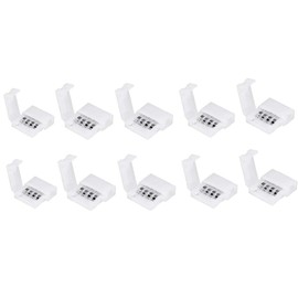 JJLFresheners 10 Pcs White LED Strip Connectors 4 Pin 10mm Unwired Solderless Adapter Extension for 5050 Multicolor LED Strip Lights Led Connectors for Strip Lights, Track Lighting