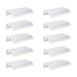LC LICTOP Arc Modern Thick Finger Edge Pull 80mm/3.15" Length Silver Hidden Drawer Pull 64mm/2.52" Hole Center 10Pcs