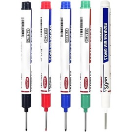 5Pcs Markers, Long Head Deep Hole Marker Pens, Extra Fine Tip, Quick Drying, Marking on Plastic, Stone, Metal, Glass