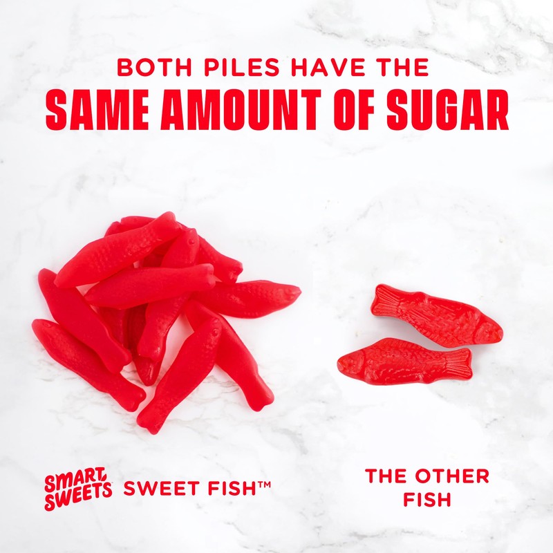 SmartSweets Sweet Fish, Candy with Low Sugar (3g), Low Calorie(100),