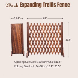Nisorpa 2 Pack Retractable Wooden Extendable Instant Freestanding Fence Partition for Home Yard Garden Indoor Outdoor