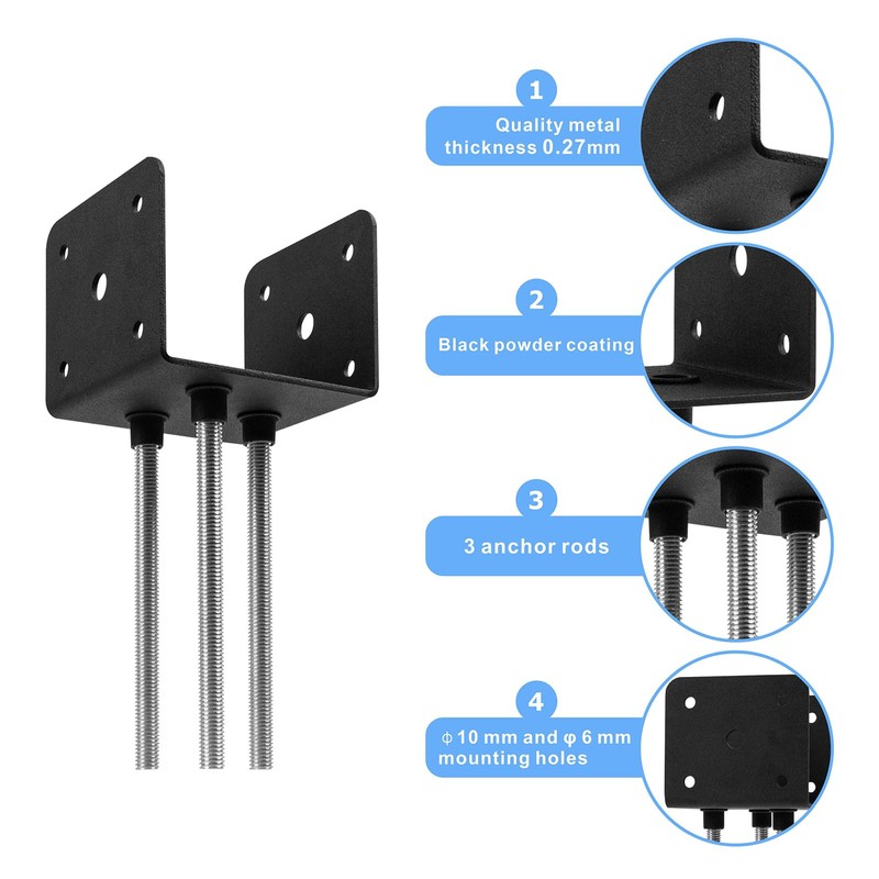 Wpbhk 4Pcs Concrete Post Anchor U Shape Fence Post Holder