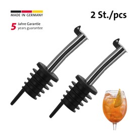 Westmark 2 Spirituosen-Ausgießer für Flaschen, Mit Klappe und Luftröhrchen, Kunststoffkorken, Rostfreier Edelstahl, Inox Eco-Pour, Schwarz/Verchromt, 45572280