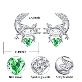 Axolotl Earrings for Women Hypoallergenic 925 Sterling Silver Hypoallergenic Axolotl Stud Earrings August Birthstone Earrings Animal Studs Axolotl Gifts Cute Earrings Jewellery for Women, Sterling