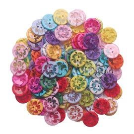 YAKA200 Pcs Mixed Resin Flowers Button/Sewing Lots Buttons 2 Hole Baby Sewing DIY Crafts Children's Manual Button Painting, DIY Handmade Ornament