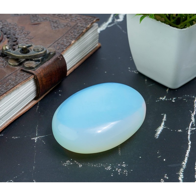 Crocon® Opalite Large Oval Palm Stone Crystal Pocket Worry Stone