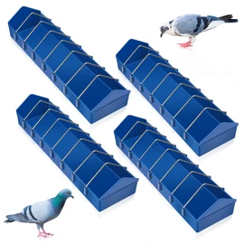 Tioncy 4 Pcs Pigeon Feeder Bird Dispenser Slot Container Poultry Food Dish Dispenser Tool Less Waste Plastic Thick Slot for Feeding Chicken Duck Quails Birds with Removable Steel Wire Partition