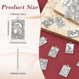 Ipotkitt 40 pcs 20 Styles Tibetan Style Zinc Alloy Rectangle Tarot Charms Divination Sun Tarot Card Metal Charms for DIY Jewelry Making Bracelets Earrings Necklaces Crafts