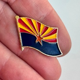 Arizona State Flag Waving Red-Gold Enamel Souvenir Lapel Pin Tie Tack