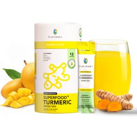 OurJrney Nano Turmeric Curcumin Drink Golden Juice Powder–35x High Absorption Turmeric Drink for Joint Support & Immunity–No Turmeric Taste–Add to Smoothies/Water in Your Morning Routine Mango Flavor