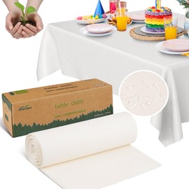 JENCENBIO Compostable Disposable Tablecloth, Pack of 3, Waterproof Birthday Tablecloths, Rectangular, Suitable for Wedding, Party, Catering, Christmas, 150 x 270 cm, White