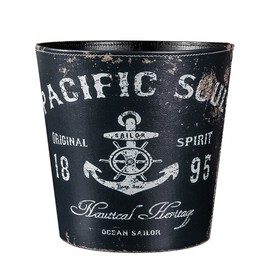 HMANE Trash Can, 10L/2.64Gallon British Style Trash Bin Household Uncovered Garbage Can Decoration(Boat Anchor Pattern) - Pattern-1