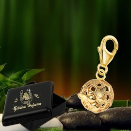 Goldene Hufeisen Honeycomb with Bee Lobster Clasp Charm Pendant for Charm Bracelet 925 Sterling Silver Gold-Plated, Sterling Silver Yellow Gold, No Gemstone