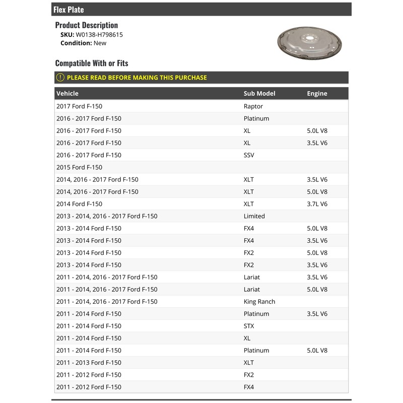 Flex Plate - Compatible with 2011-2017 Ford F-150