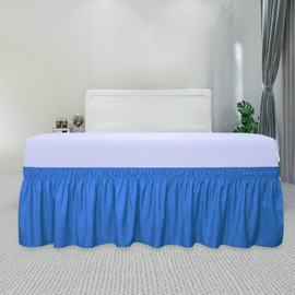 PureFit Falda de cama envolvente con volantes con cinturón elástico ajustable, caída de 14 pulgadas, fácil de poner, falda de cama sin arrugas, volantes contra el polvo, funda para cama individual,