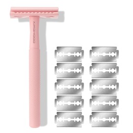 KINGHOOD Safety Razor - Metal Razor with 10 Double Blades for a Thorough and Smooth Shave