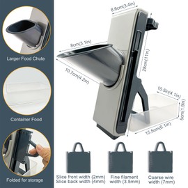 Upgrade Safe Mandoline Slicer Kitchen Tool Multifunctional Veggie Chopper Potato Cucumber for All Vegetables Cutter Professional 3in1 with Container Detachable Blade Adjustable Size Easy to Clean