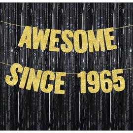 Awesome Since 1965 Banner , 60th Birthday Decorations Banner for Women Men Gold Glitter Birthday Party Decor Sign Funny 60th Bday Party Supplies 60th Birthday Banner Party Decoration 60th Anniversary Party Decorations