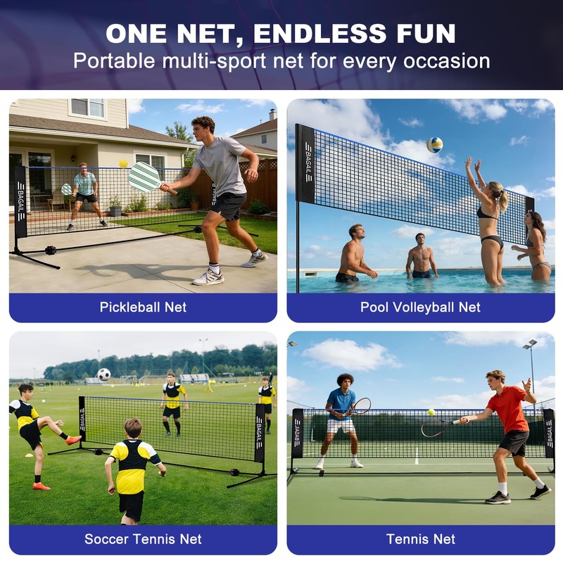 BAGAIL All-in-1 Badminton Net, Height Adjustable (Up to 5.1') Kids