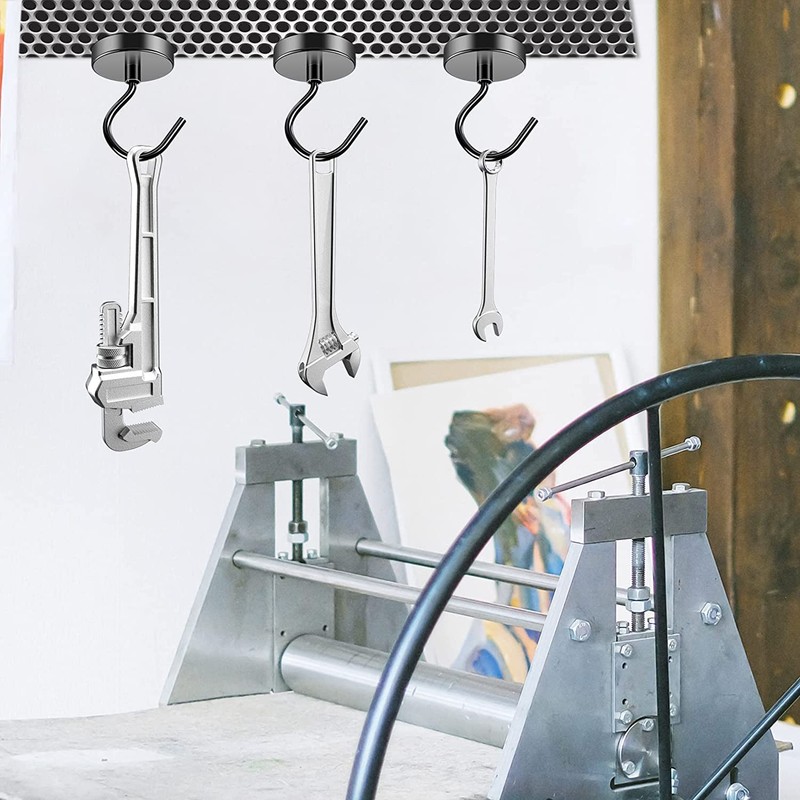 Grtard 110 LBS Black Magnetic Hooks Heavy Duty, Strong Neodymium