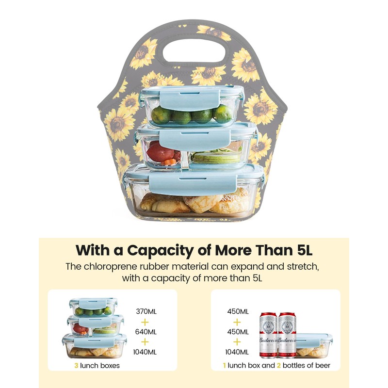 Sports rabbit Neoprene Insulated Lunch Bag for Women - Reusable,