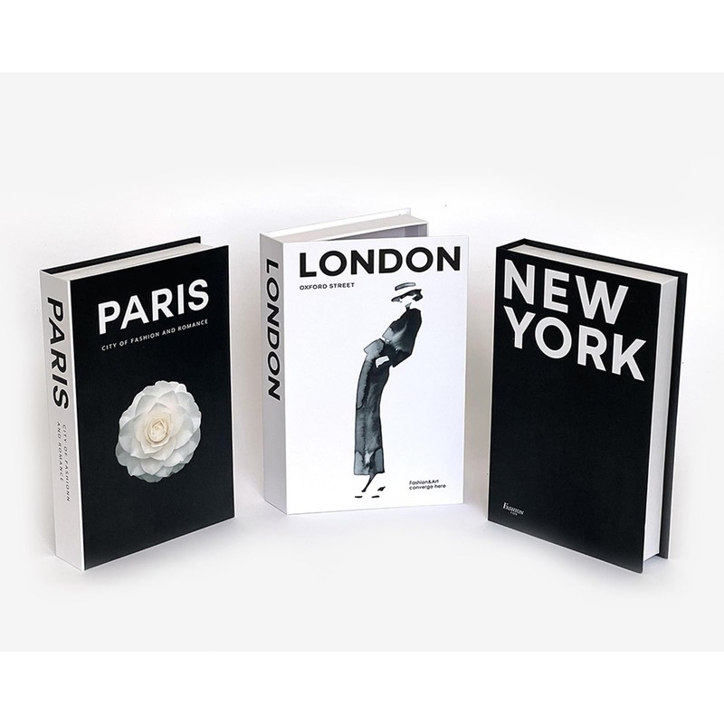 LIKEUDO 3 pcs Decorative Books Hardcover Decor Book Box Fashion