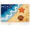 VISSTREE Beach Coastal Bathroom Rug, Colorful Ocean Wave Bath Mat