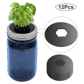 12PCS Kratky Lids Wide Mouth Hydroponic Cover Lids Kratky Mason Jar Lids Kratky Lid Insert Kratky Jar Cover Hydroponic Lids Kratky Hydroponics Supplies with Hole for Mason Jars Aerogardens Pods