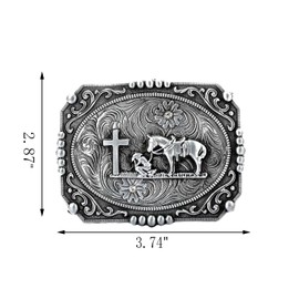 QQA Western Cowboy Belt Buckle Fashion Gold Eagle/Bull/Wolf/Cross and Prayer Horse Pattern Belt Buckles for Men Women