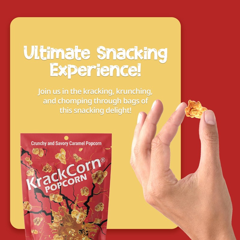 KrackCorn Caramel Popcorn, Gluten-Free, Non-GMO, Sweet and Salty Snack, No