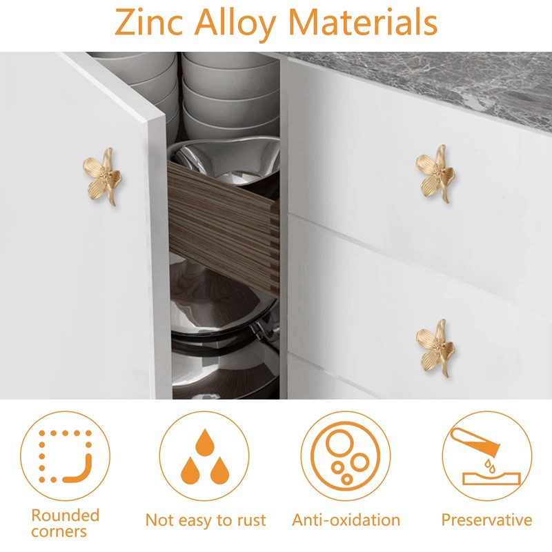 MOROBOR 4pcs Petal Drawer Knobs Kitchen Handle for Cabinet Dresser