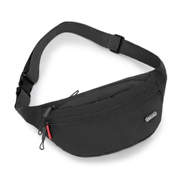 Black Bum Bag, Lightweight Waist Bag for Travel, Sports, and Outdoor Activities, Adjustable Belt Bag for Men and Women, Durable Polyester Fanny Pack for Daily Commuting