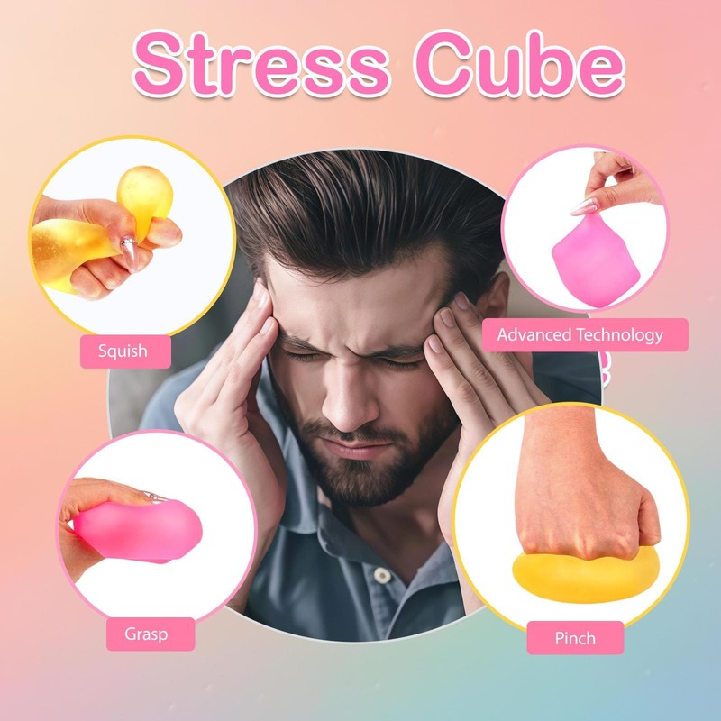 4 PCS Ice Cube Squishy, Stress Toys Stress Cube Squishy