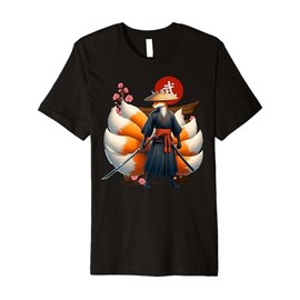 Samurai Kitsune Fox Japan Folklore Aesthetic Culture Premium T-Shirt