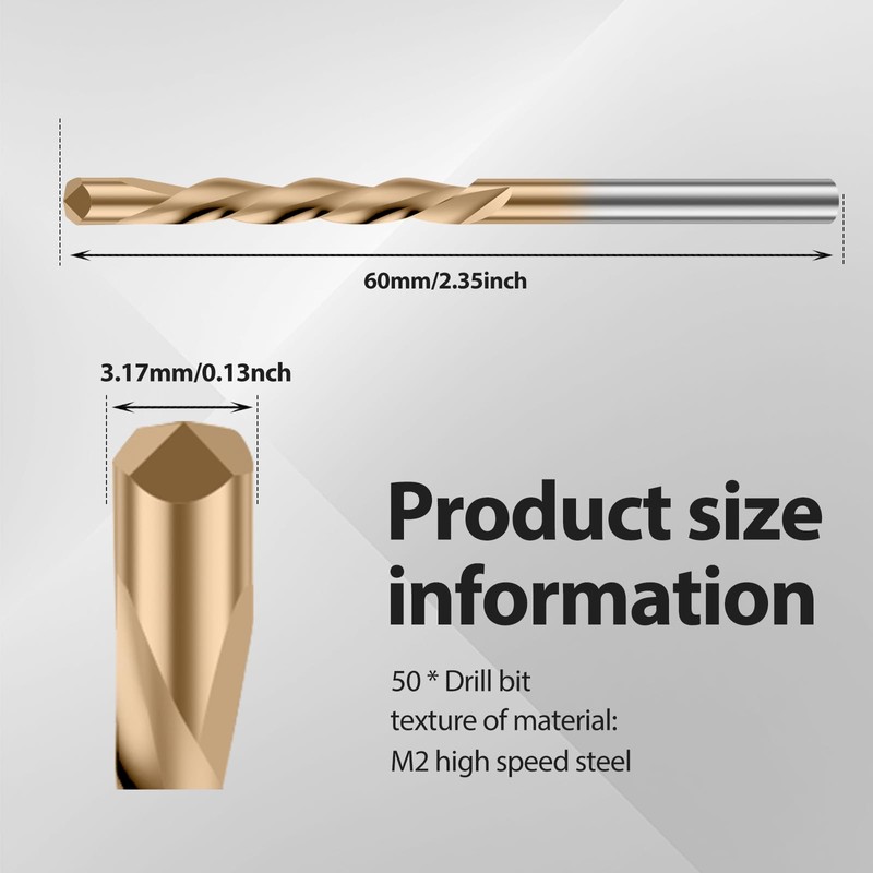 50PCS Drywall Bits, 1/8 Inch Spiral Saw Tip Bit Set,