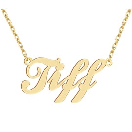 Dancing Wolf 18k Gold Plated Tiff Name Necklace Stainless Steel Nameplate Necklaces Jewelry for Womens Moms