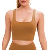 JOYSPELS Square Neck Longline Sports Bra Open Back Strappy Workout