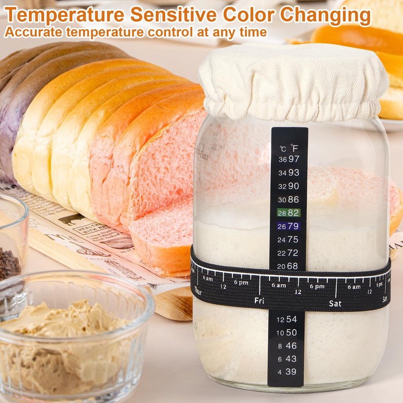 ROLIOUMEN Sourdough Starter Kit, 34OZ Sourdough Jar Container with Aluminium