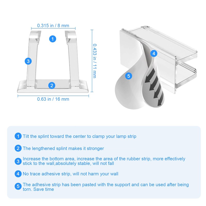 Neon Rope Light Clips Mounting - 24 Pcs Clear Waterproof