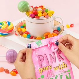 24 Pcs Wicked Party Decorations Gift Bags with 54 Gift Tags, Pink Green Birthday Party Bags for Girls Kids, Wicked Theme Party Favours Supplies