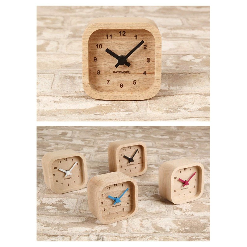 KATOMOKU Muku Mini Clock KM-25BK Corner Black Wooden Table Clock