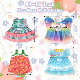 Dolls Clothes for 12-14 Inch Baby Dolls, Baby Doll Clothes Dress Summer Doll Outfits Flamingo Banana Pony Butterfly Theme Dolls Clothes for 30-35cm Dolls Kids birthday Gift