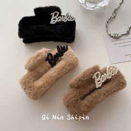 2023 New Square Plush Large Hair Claw Clip for Women One Size/Black 20ea